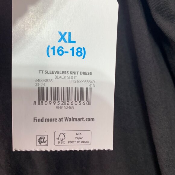 Time And Tru Womens Size XL Black Scoop Neck Mid-Length Sleeveless Dress - Picture 5 of 8